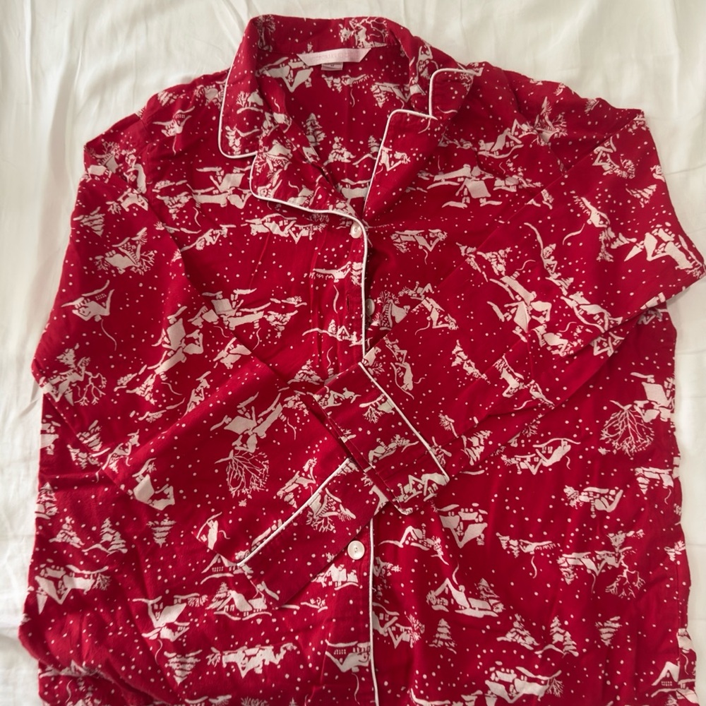 Women’s Victoria Secret Button Down Night Gown Matching Set Red Size M